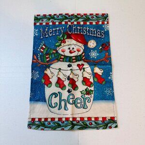 Merry Christmas Cheer Snowman Holiday Christmas Garden Flag Double Sided